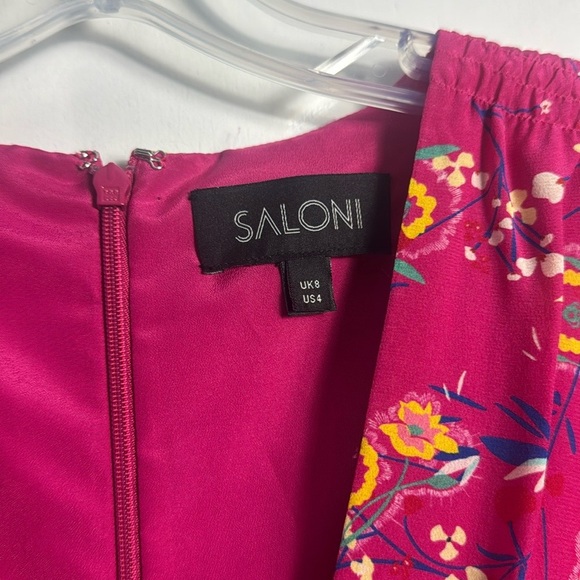 Saloni Eve Silk Pink Floral Mini Dress Size 4 - Picture 3 of 16